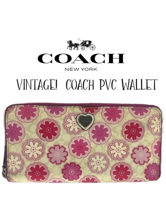Coach Handbags - COACH FLORAL PRINT ACCORDION ZIP WALLET F50672 White and Pink Vintage Y2K